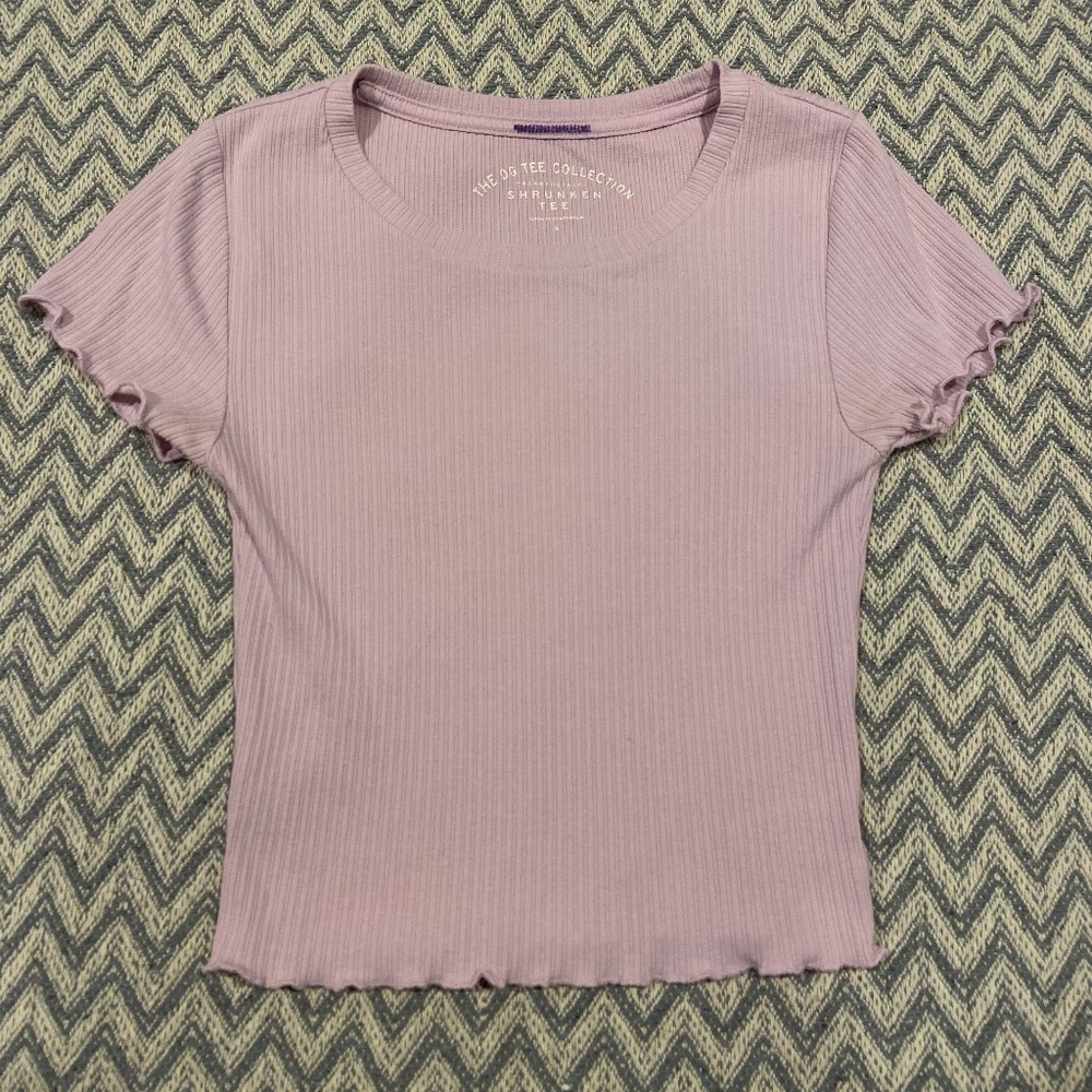 Aeropostale The OG Tee Collection Ribbed Shrunken Tee – Mauve Pink (Small)